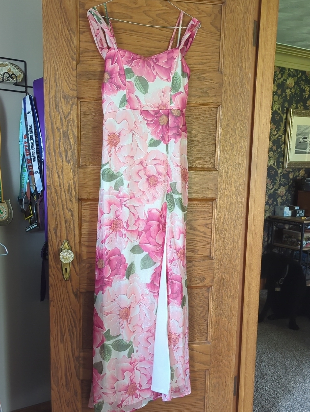 Crystal Doll Pink and White Floral Maxi Dress